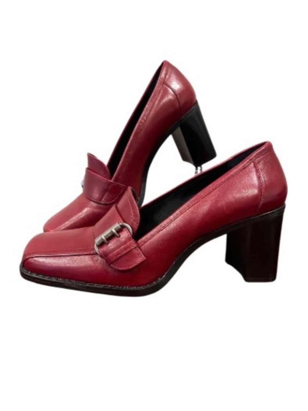 NWOT Y2K White Mountain Lianna Cherry Red Slip-on Heeled Leather Loafer 8M